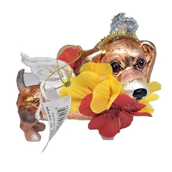 December Diamonds 79-80744 Dachshund Dog 4" Glass Christmas Ornament w/ Bow - Picture 1 of 2